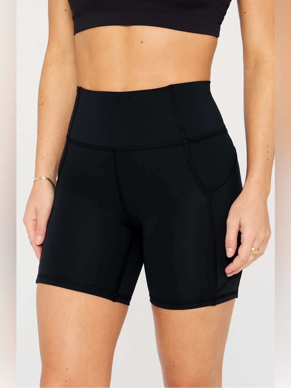 Fabletics Pureluxe Oasis Black High Waisted Pocket Bike Shorts Sz XS 6in inseam